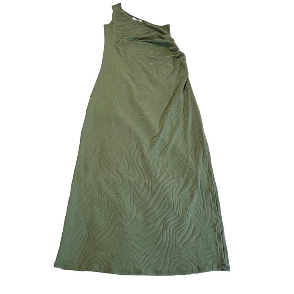 Seafolly One Shoulder Second Wave Midi Dress in Palm Green Textured Vacation M - Picture 11 of 16